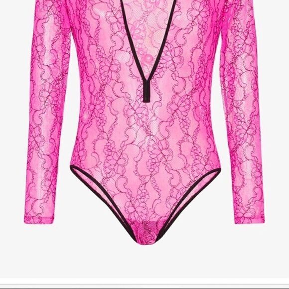 325$-Natasha Zinko Hot Pink Lace Bodysuit 34/0 NWT - Picture 6 of 14